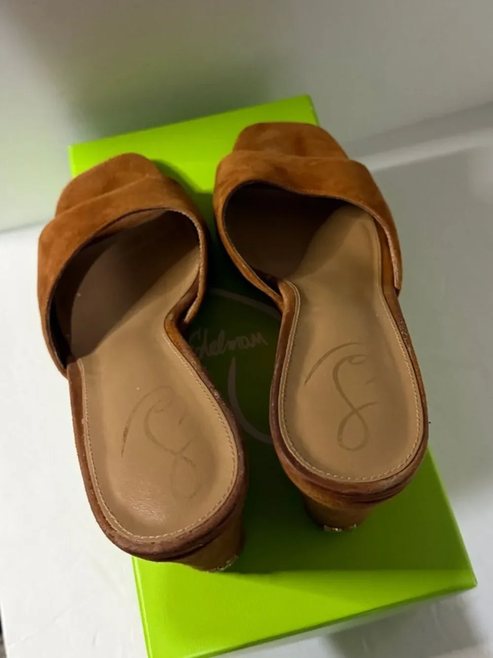 Sam Edelman Tan Suede Open-Toe Wedge Sandals